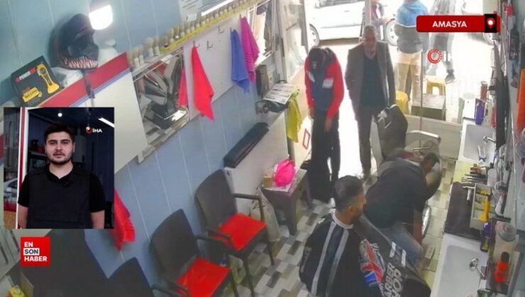 Amasya’da berberde saç tıraşında 3 dakika ortayla sarsıntıya yakalandılar