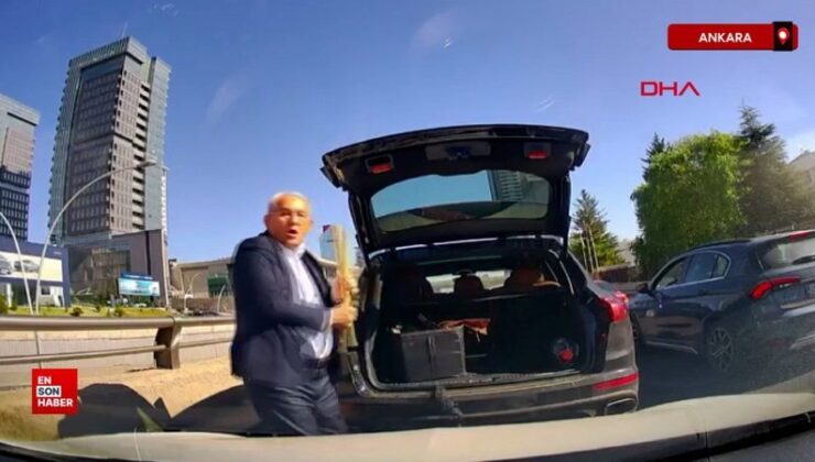 Ankara trafiğinde dehşet: Beyzbol sopasıyla yol hengamesi