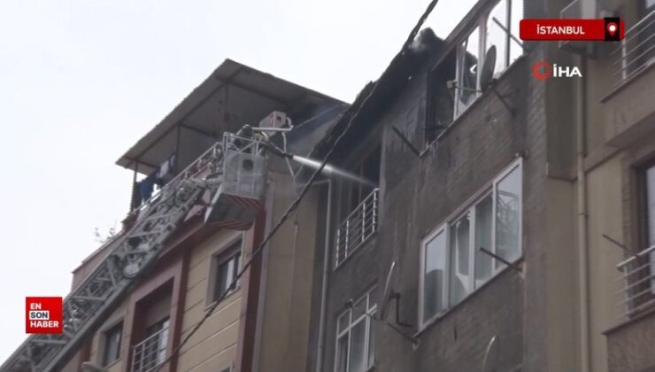 Ataşehir’de binanın çatı katı yanarak kullanılamaz hale geldi