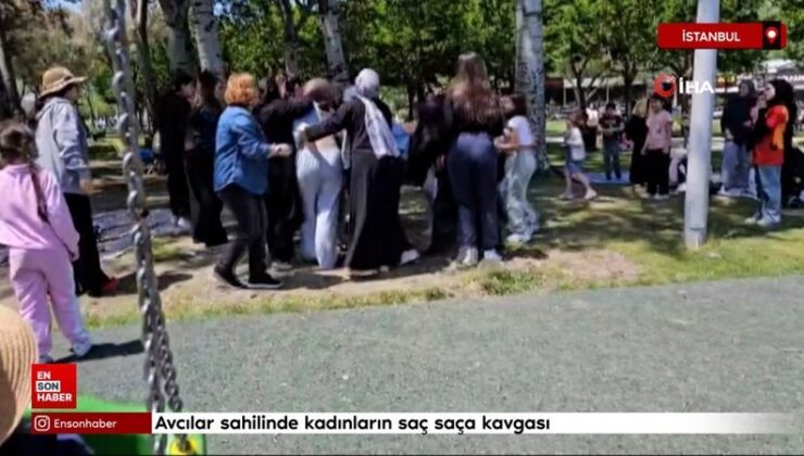 Avcılar kıyısında bayanların saç saça hengamesi