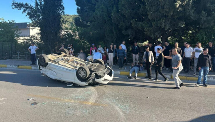 Aydın’da takla atan arabadaki 5 kişi yaralandı