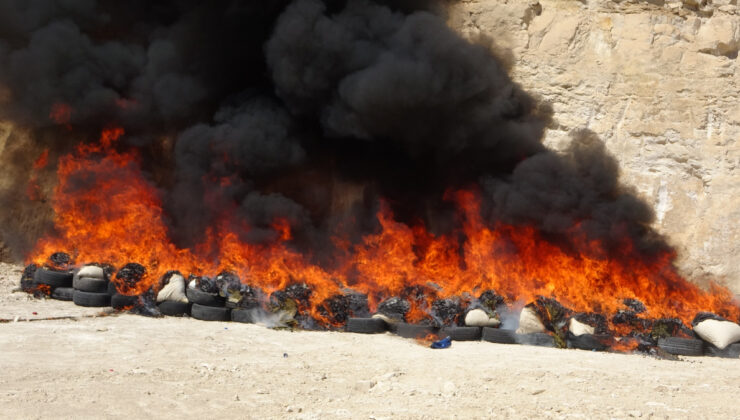 Batman’da 2 ton uyuşturucu unsur denetimli halde yakıldı