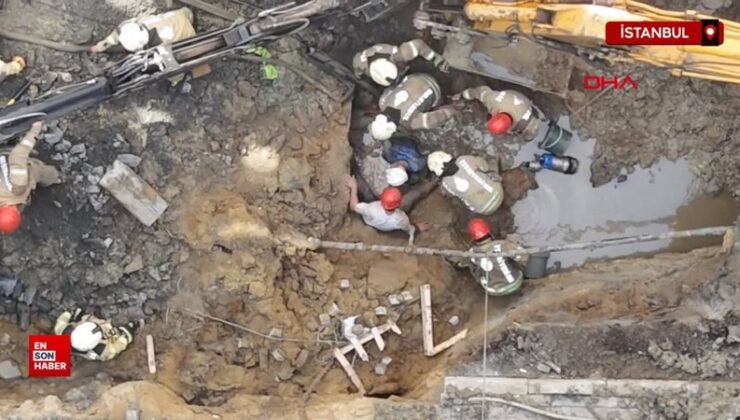 Bayrampaşa’da İSKİ’nin yol çalışması sırasında çökme oldu