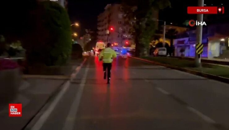Bursa’da polis takımlarını gören alkollü şoförün kaçma anı