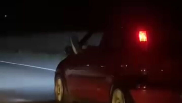 Bursa’da şoför camdan ayağını çıkarıp araç kullandı