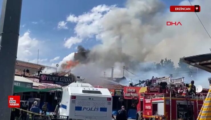 Erzincan’da bir iş yerinde çıkan yangın, kısa müddette etraftaki dükkanlara da sıçradı