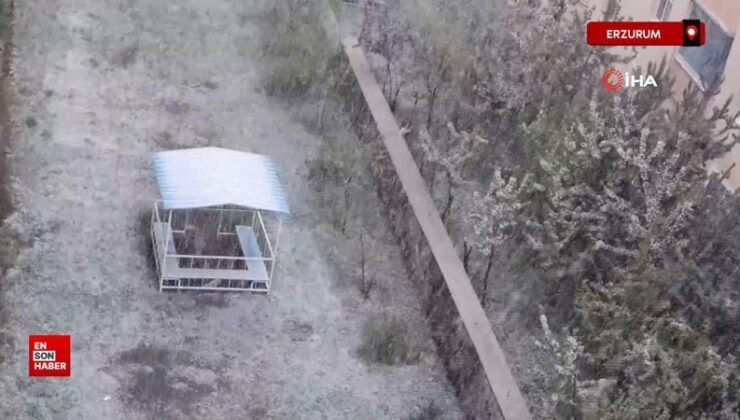 Erzurum’a mayıs ayında lapa lapa kar yağdı