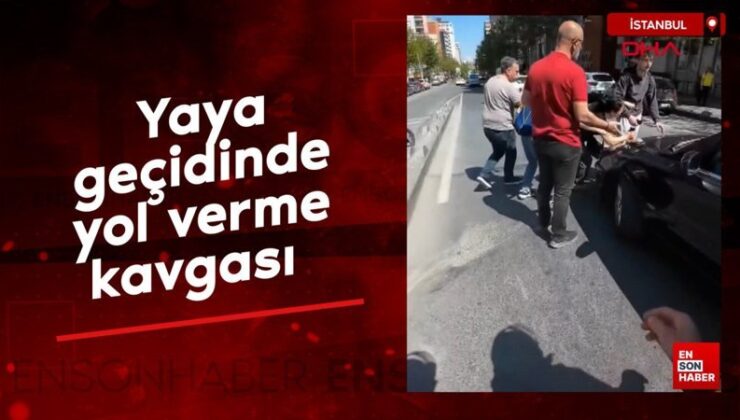Esenyurt’ta yaya geçidinde tekmeli yol verme hengamesi