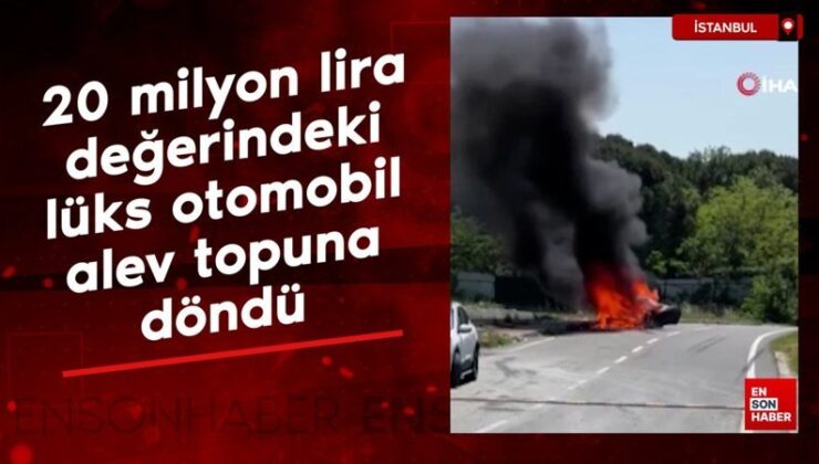 Eyüpsultan’da 20 milyon lira pahasındaki lüks araba alev topuna döndü