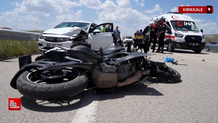 Kırıkkale’de araba ile motosiklet çarpıştı