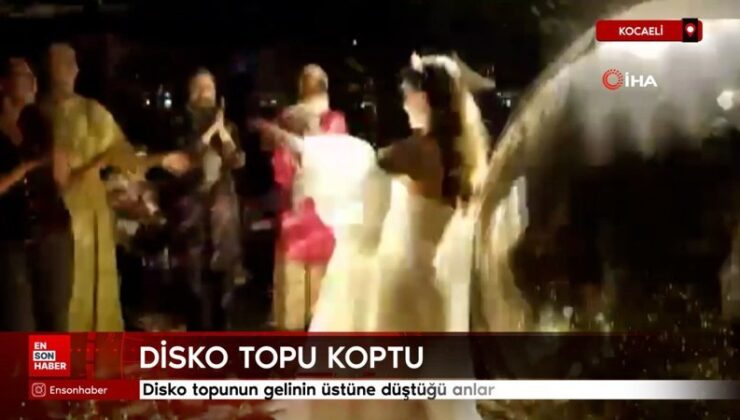 Kocaeli’de disko topunun gelinin üstüne düştüğü anlar