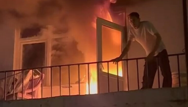 Kocaeli’de yangına müdahale ederken alevler büyüyünce balkondan atladı