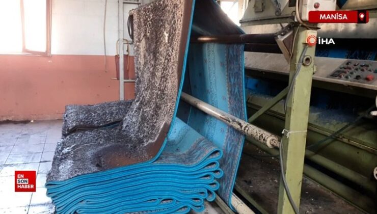 Manisa’da yün halı dokuma fabrikasında yangın çıktı