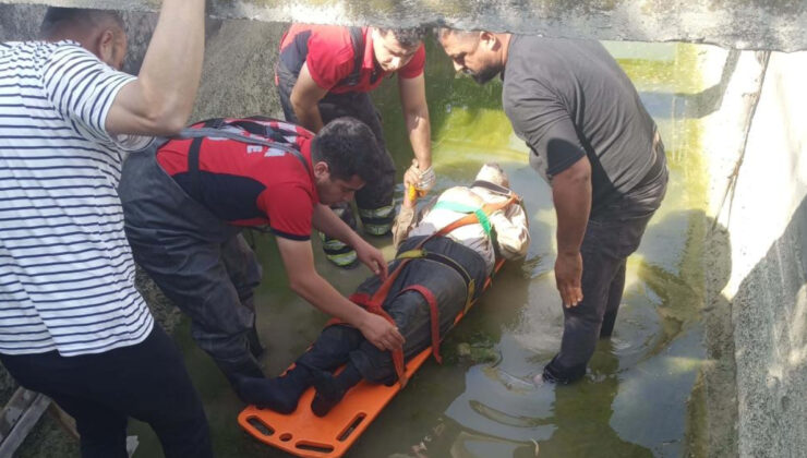 Mersin’de üzerinden geçmeye çalıştığı sulama kanalına düştü