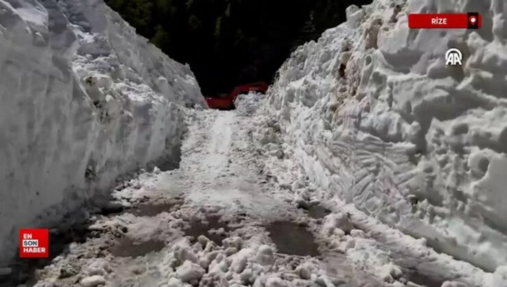 Rize’de yayla yollarında karla gayret sürüyor