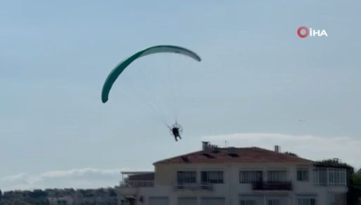 Silivri’de paramotor çatıya düştü
