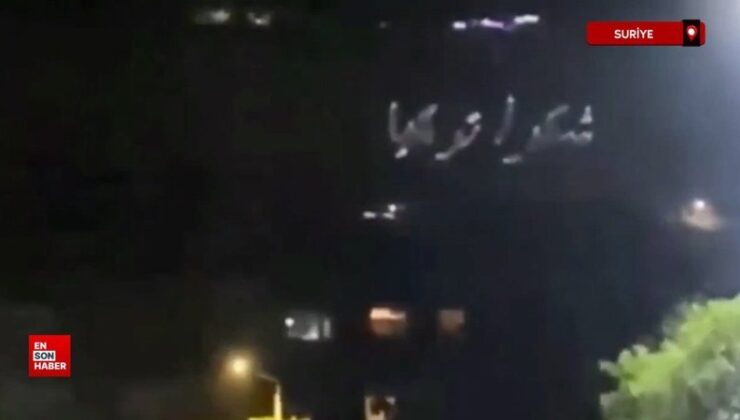 Suriye’de Kasyun Dağı’nda ‘Teşekkürler Türkiye’ yazısı