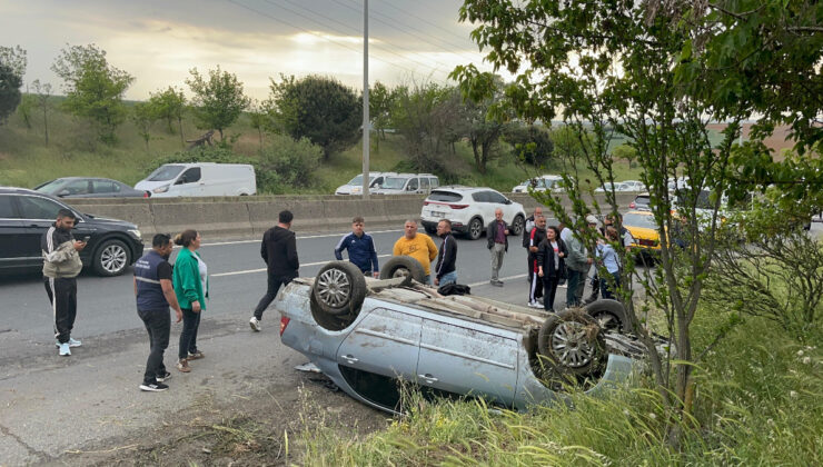 Tekirdağ’da kaza yapan sürücüyü emniyet kemeri kurtardı