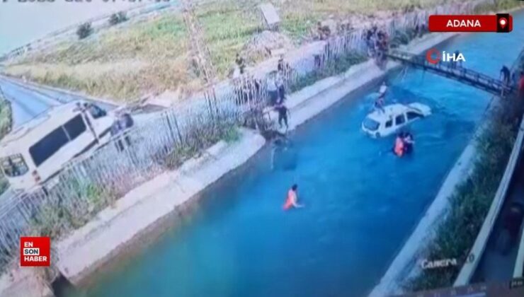 Adana’da kanala düşen cipten çıkıp sürüklenen 2 kişi kurtarıldı