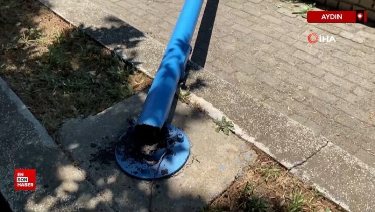 Aydın’da parkta aydınlatma direği devrildi: 2 yaralı