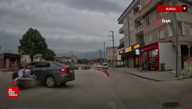 Bursa’da dönüş yapan araba ile motosiklet çarpıştı