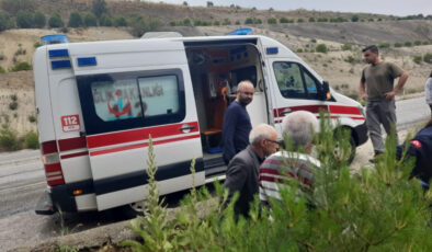 Denizli’de araba karşı şeride geçip şarampole uçtu