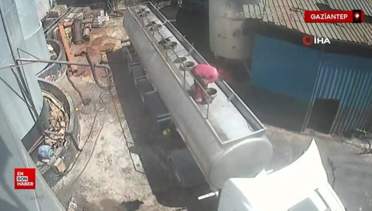 Gaziantep’te ağzında sigara ile açtığı tanker kapağı bomba üzere patladı