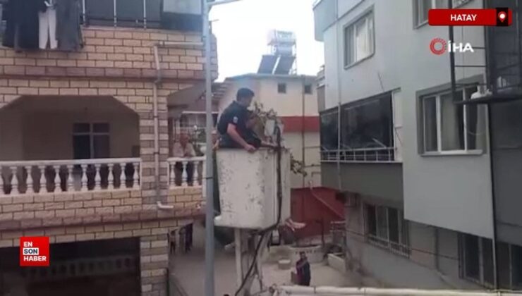 Hatay’da bina dışındaki asansör arızalandı