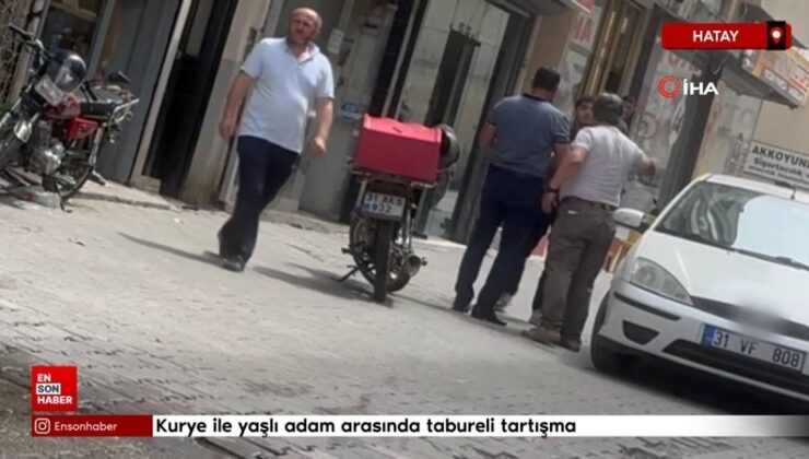 Hatay’da trafikte gergin anlar: Kurye ile yaşlı adam ortasında tabureli tartışma