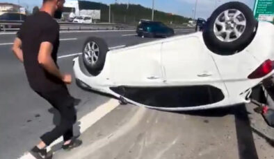 İstanbul’da araba takla attı: Yaralılar, yardıma koşan vatandaşa hakaret etti