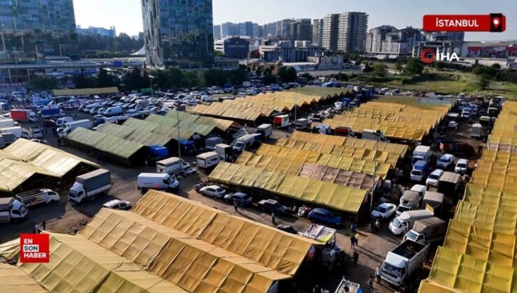 İstanbul’da kurban kesim alanlarındaki hareketlilik havadan görüntülendi