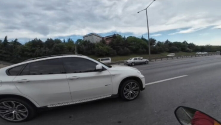 İstanbul’da TEM Otoyolu’nda makas tartışması kask kamerasında