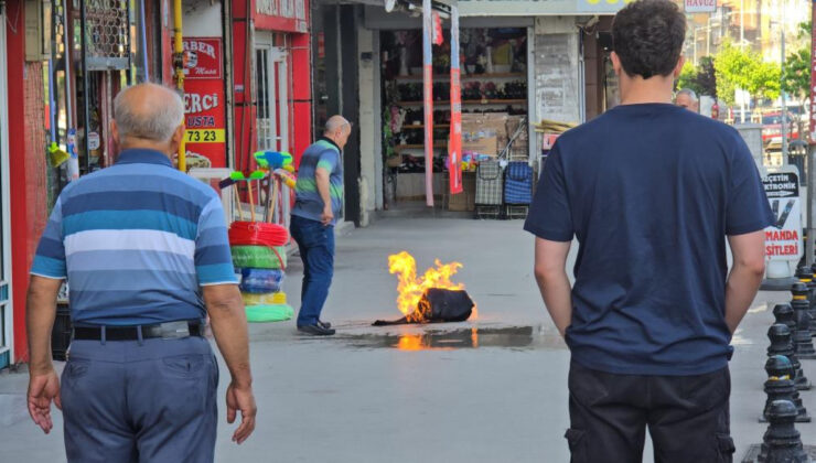 Karabük’te esnafın yaktığı piknik tüpü alev aldı