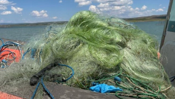 Koçhisar Barajı’nda kaçak avcılara ilişkin 2 bin 600 metrelik ağ ele geçirildi