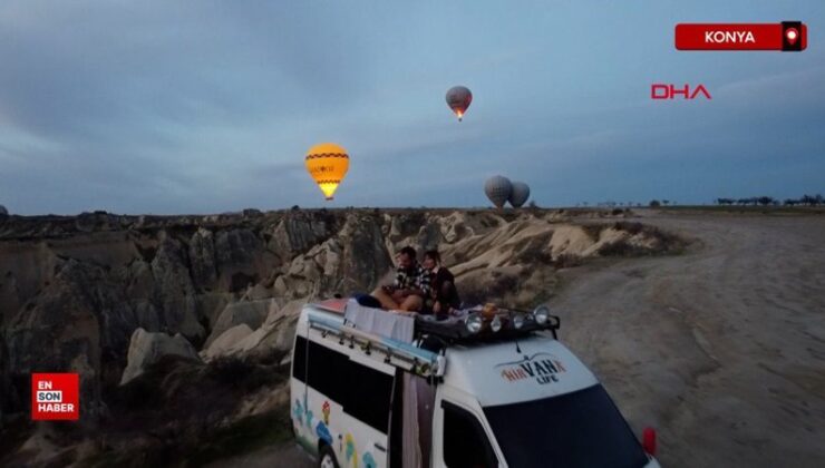 Konya’da işlerinden istifa edip, karavan hayatına geçen çift, Türkiye’yi geziyor