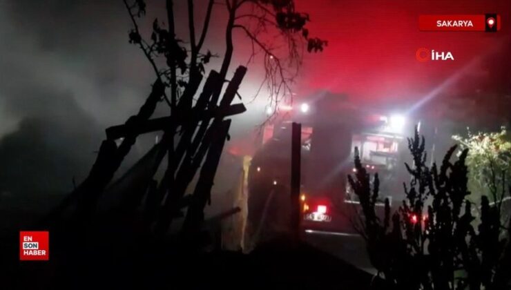 Sakarya’da samanlıkta başlayan yangın ahşap meskene sıçradı