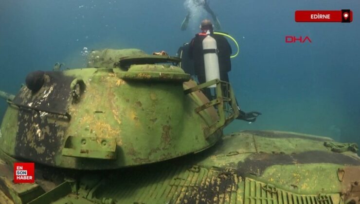 Saros Körfezi’ne batırılan tank, su altında görüntülendi