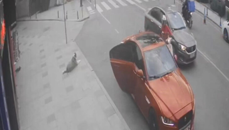 Silivri’de park halindeki araca çarpan motosikletli son anda kurtuldu