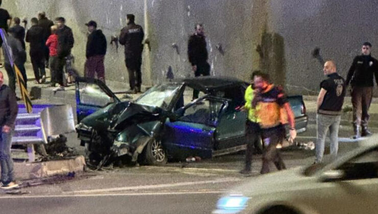 Zonguldak’ta araba refüje çarptı: 4 yaralı