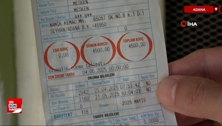 Adana’da konuta 4 bin 500 TL’lik su faturası: Havuzum olsa bu kadar gelmezdi