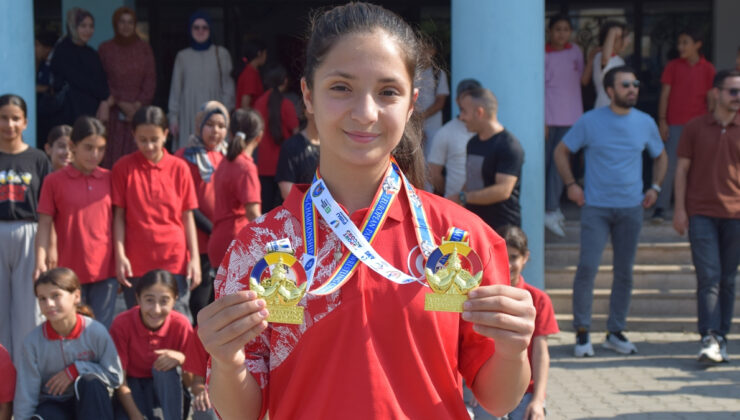 Bilek güreşinde Avrupa Şampiyonu olan Irmak Özcan’a coşkulu karşılama