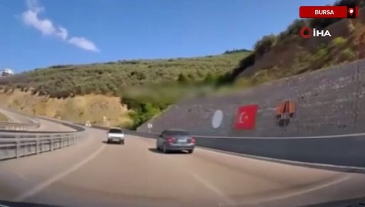 Bursa’da kaza teğet geçti: Otobanda aykırı tarafta son hız ilerledi