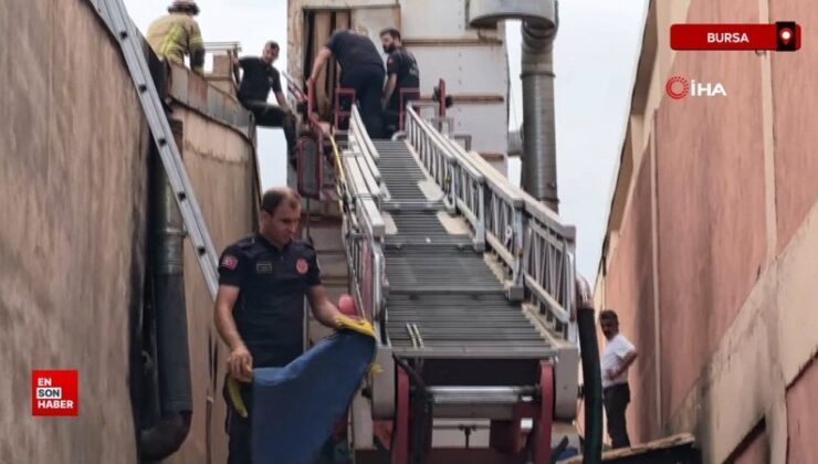 Bursa’da talaş emici makinesine sıkışan emekçiyi itfaiye takımları kurtardı