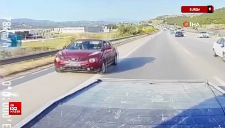 Bursa’da trafiği tehlikeye düşürün şoför kameraya bu türlü yakalandı