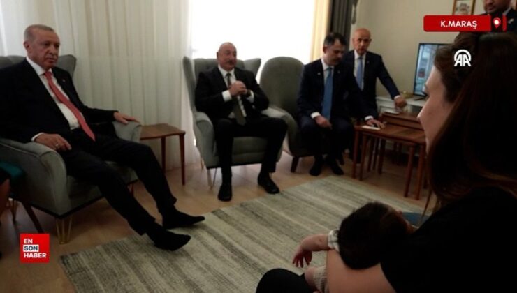 Cumhurbaşkanı Erdoğan ve İlham Aliyev’den depremzede aileye ziyaret