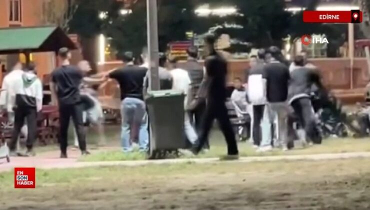 Edirne’de gençler ortasında parkta yumruklu arbede