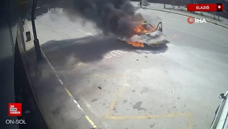 Elazığ’da şoförün yanmaktan saniyelerle kurtulduğu an görüntülendi