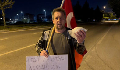 Eskişehir’den yola çıktı: Bir paket un ve Türk bayrağı ile Gazze’ye yürüyor