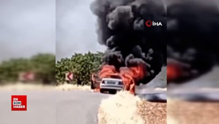 Gaziantep’te seyir halindeki araba alev aldı