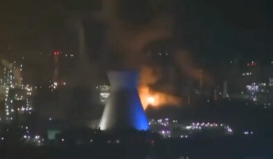 İran füzelerinin İsrail’de petrol rafinerisini vurma anları